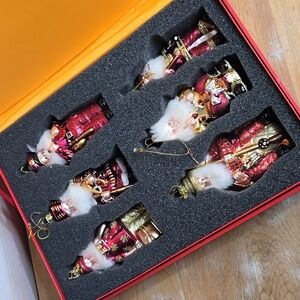 Ameri Christmas Glass Blown Ornament Set Of 6 Santa Claus In Keepsake